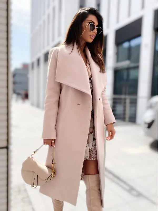 Belted long sleeve big collar Coat