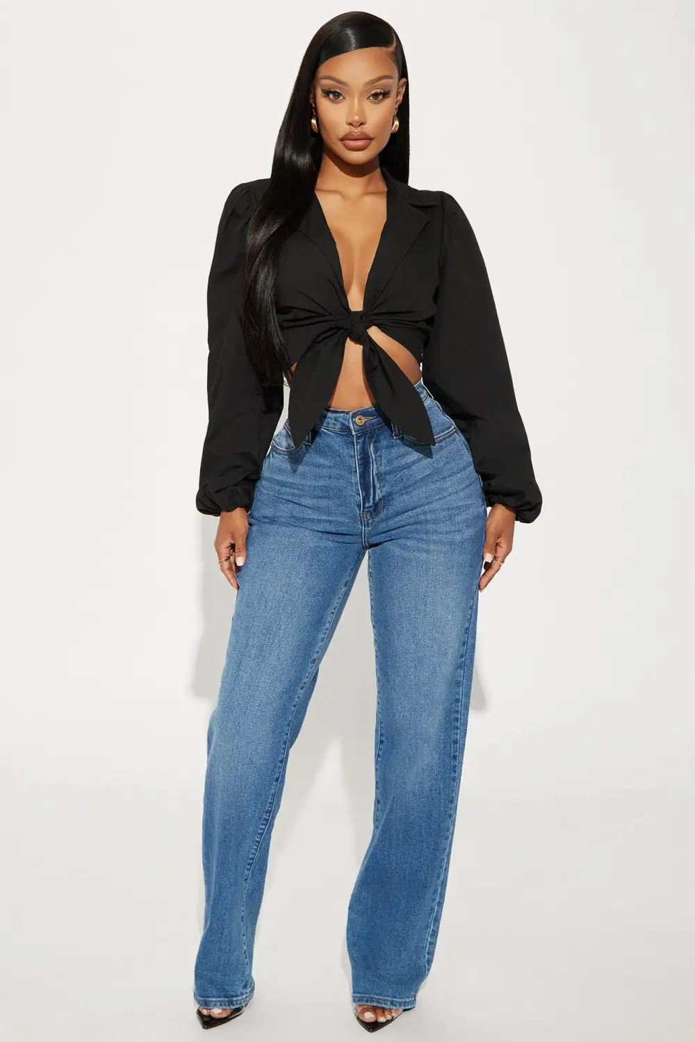 Carmen Poplin Blouse Top - Black