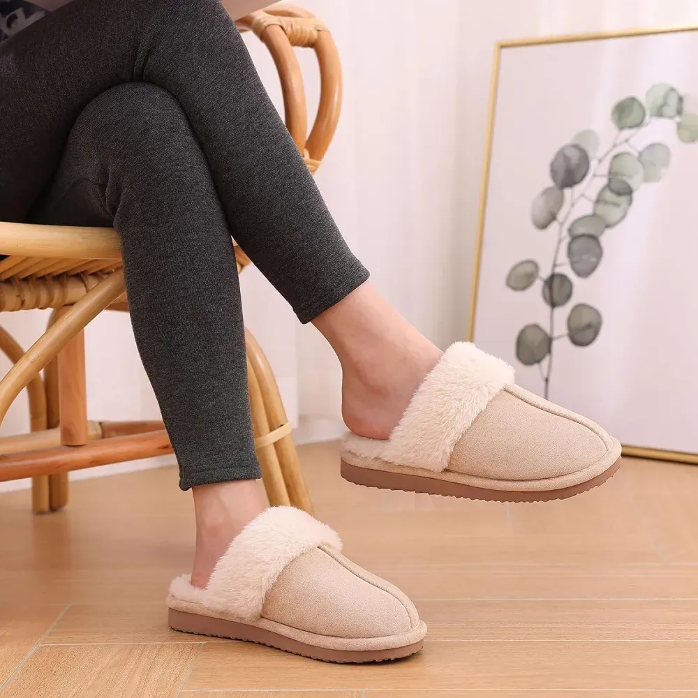 Women's Fuzzy Memory Foam Slippers Fluffy Winter House Shoes Indoor and Outdoor