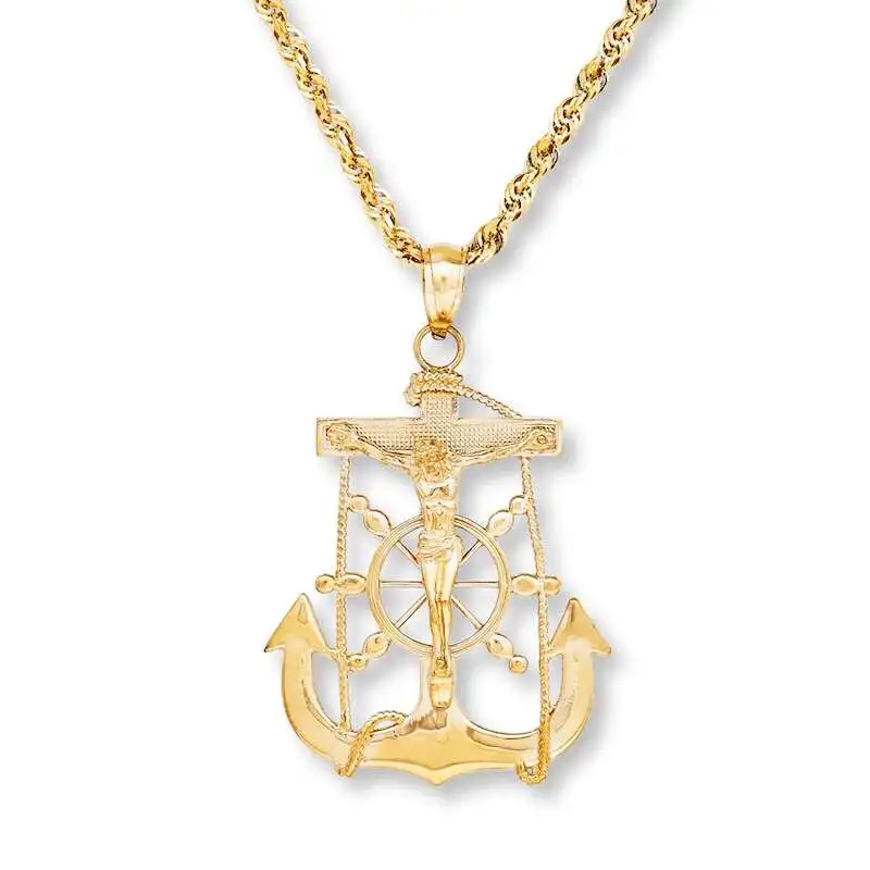 Cross Anchor Necklace 10K Yellow Gold 22