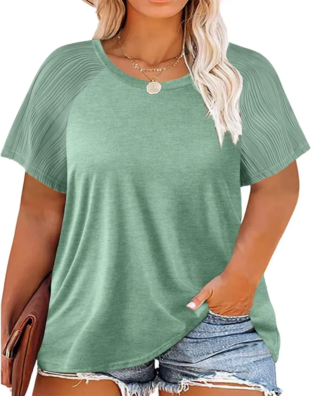 HDLTE Womens Plus Size Tops Floral Bell Sleeves Blouses Summer Crewneck Tunic Loose Casual T Shirts