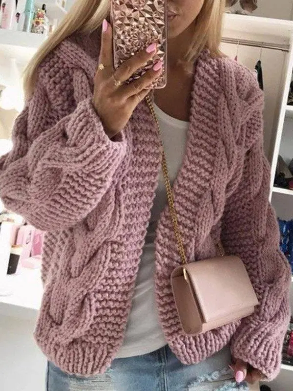 Women's Casual Spring/Fall Plain Wool/Knitting Cardigan