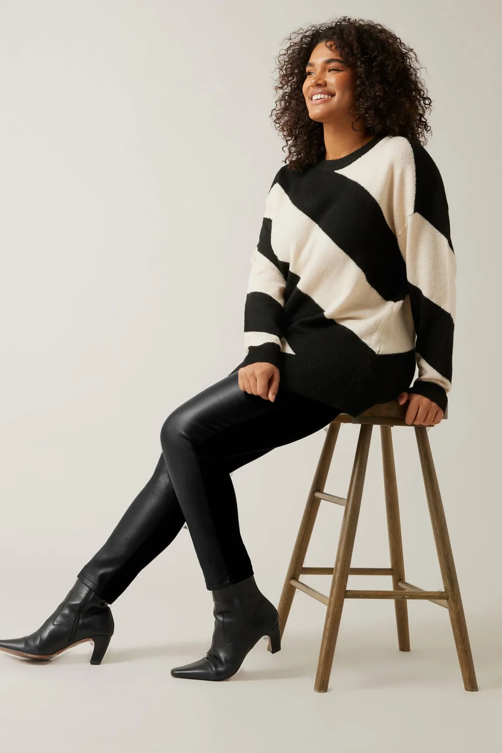 Evans Black Leather Look Leggings