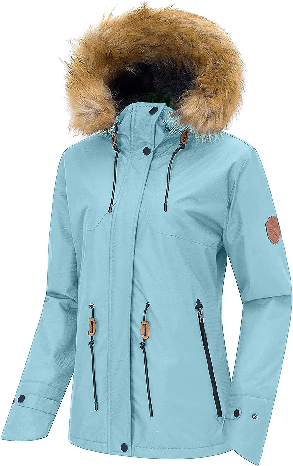 Women's Waterproof Ski Jacket Hooded Winter Snow Coat Mountain Snowboarding Jackets Insulated Fleece Parka