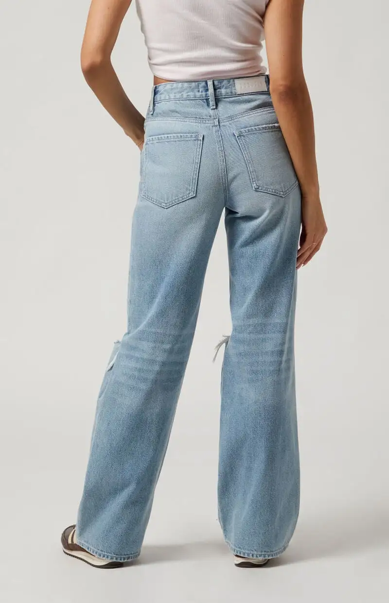 PacSun Light Indigo Ripped High Waisted Girlfriend Jeans