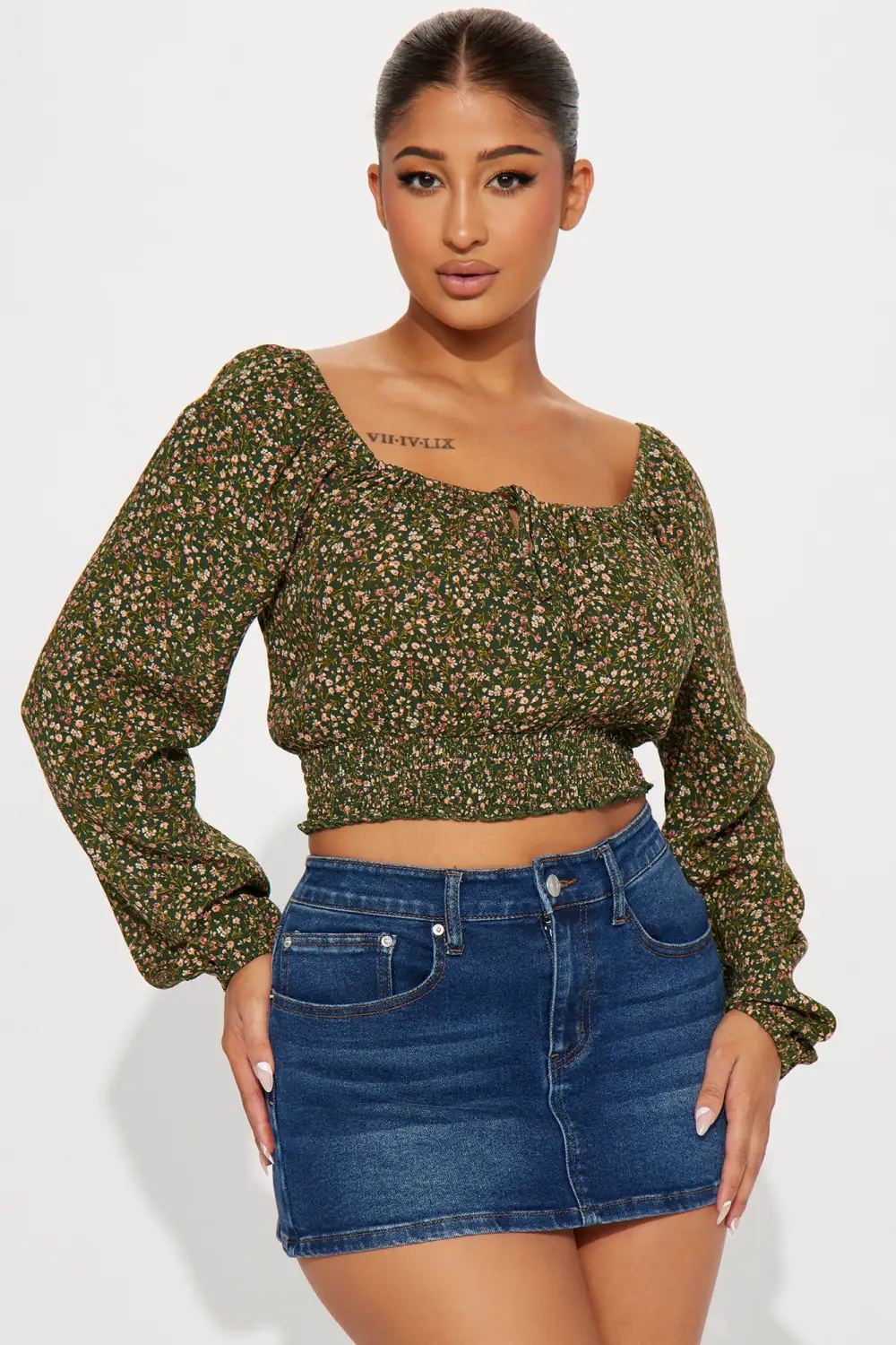 Time To Bloom Floral Blouse Top - Green/combo