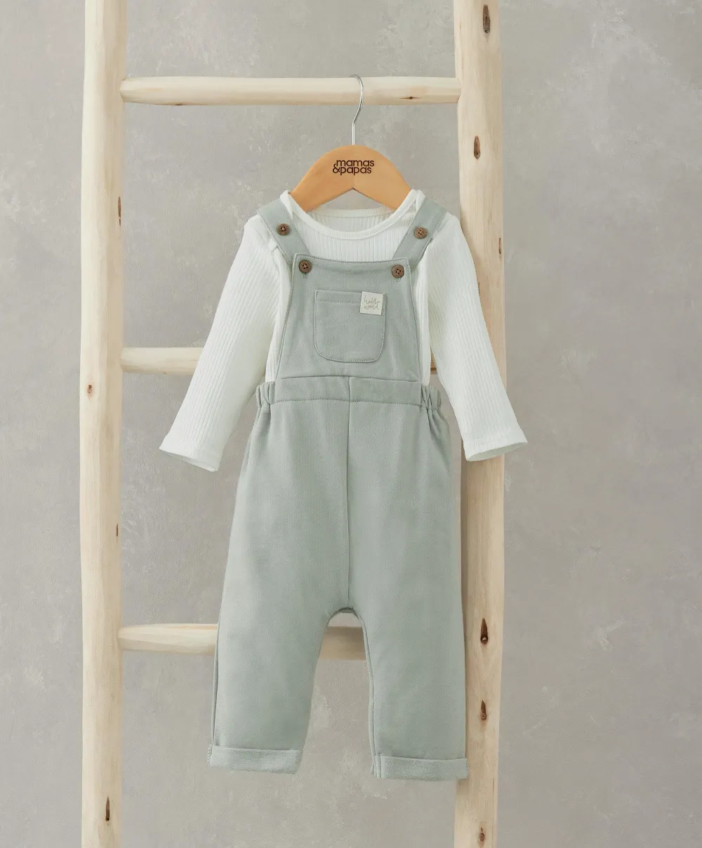 Bodysuit & Jersey Dungarees Outfit Set - Green
