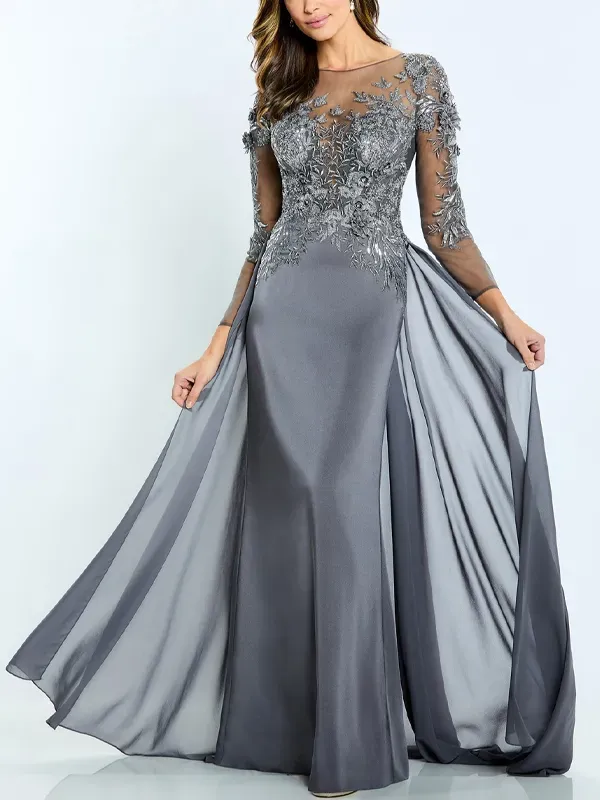 Embroidered skinny long-sleeve dress