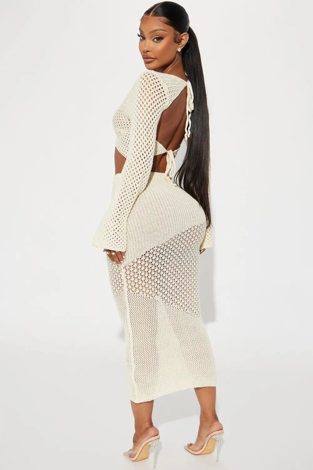 Malibu Babe Crochet Skirt Set - Cream