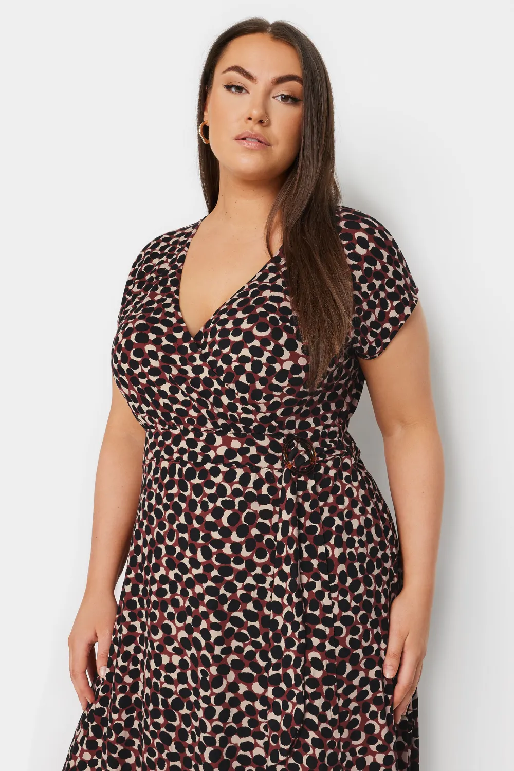 YOURS Curve Red Spot Print Wrap Dress
