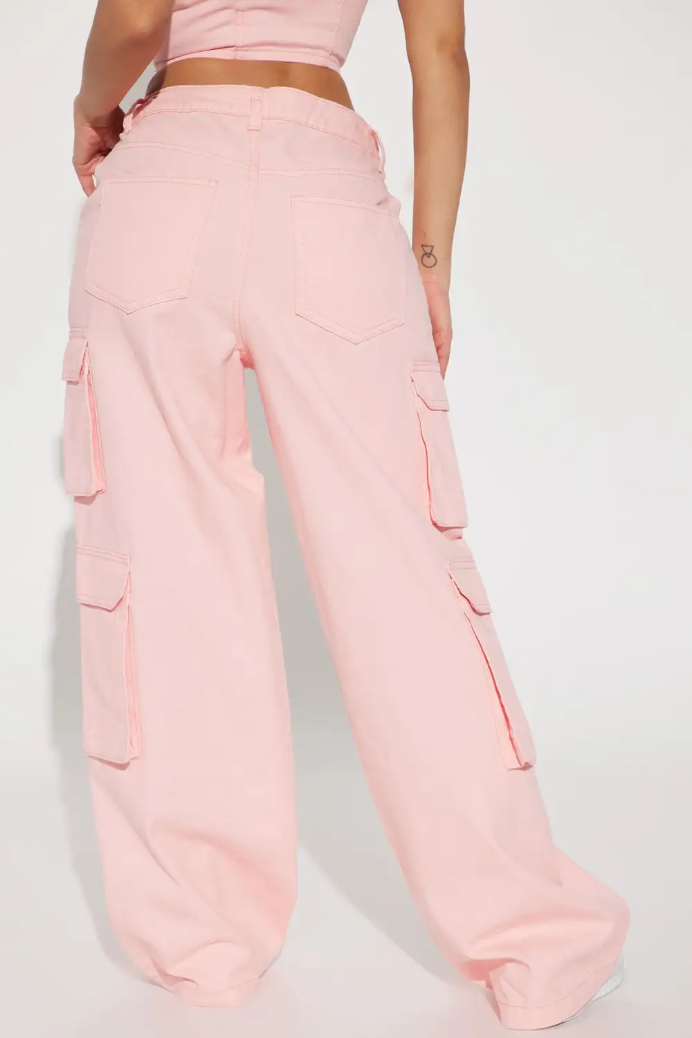 Wear Me Out Baggy Cargo Jeans - Pink
