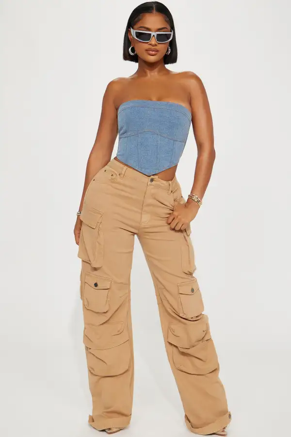 Fueling Temptations Denim Corset Top - Light Wash