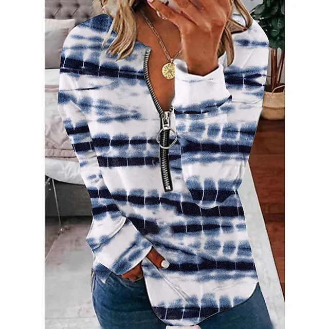 Women's Sweatshirt Pullover Active Vintage Streetwear Quarter Zip Print Black Yellow Red Floral Daily Sports V Neck Long Sleeve Without Lining Micro-elastic Fall & Winter