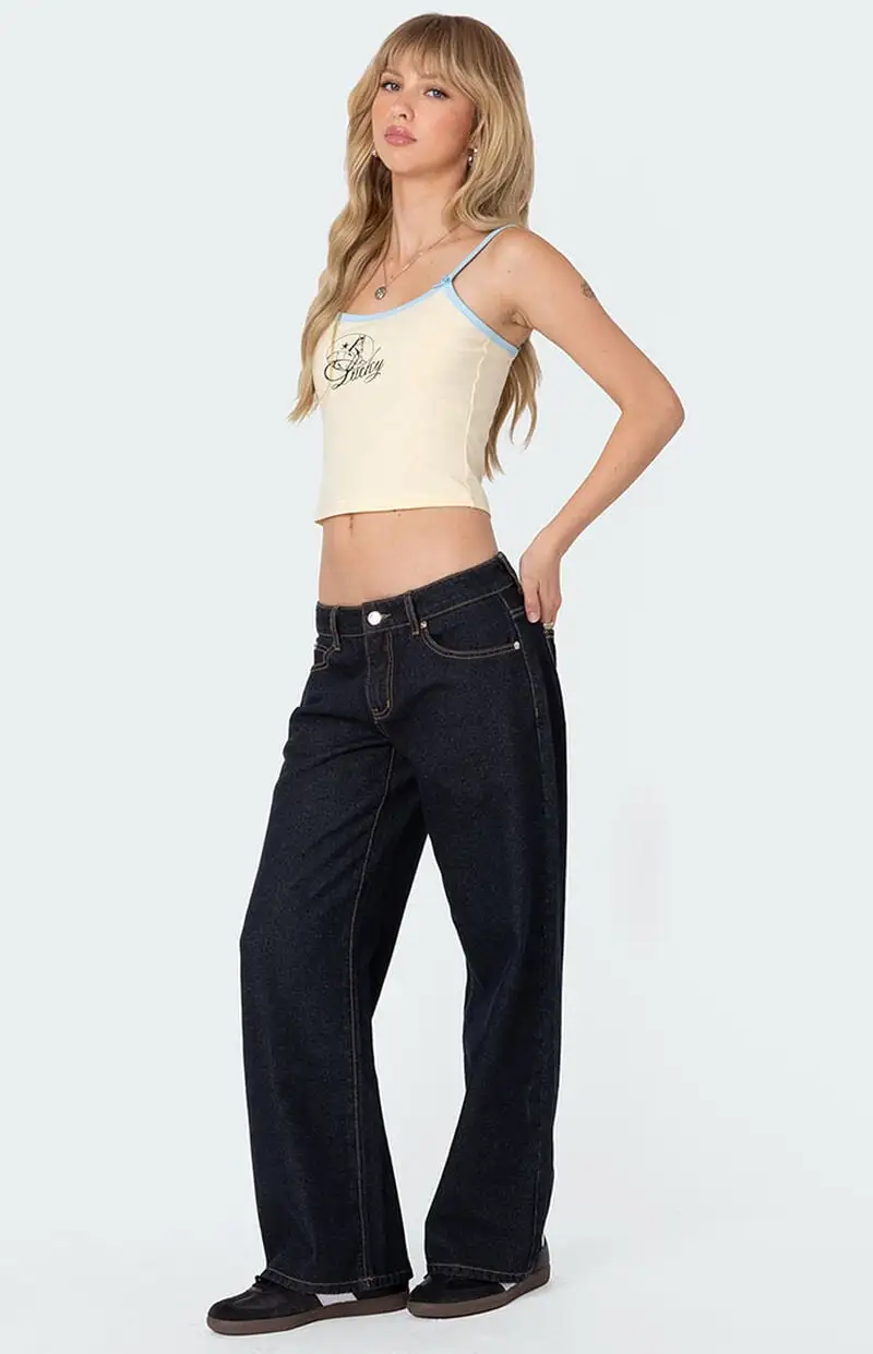 Edikted Petite Raelynn Washed Low Rise Jeans
