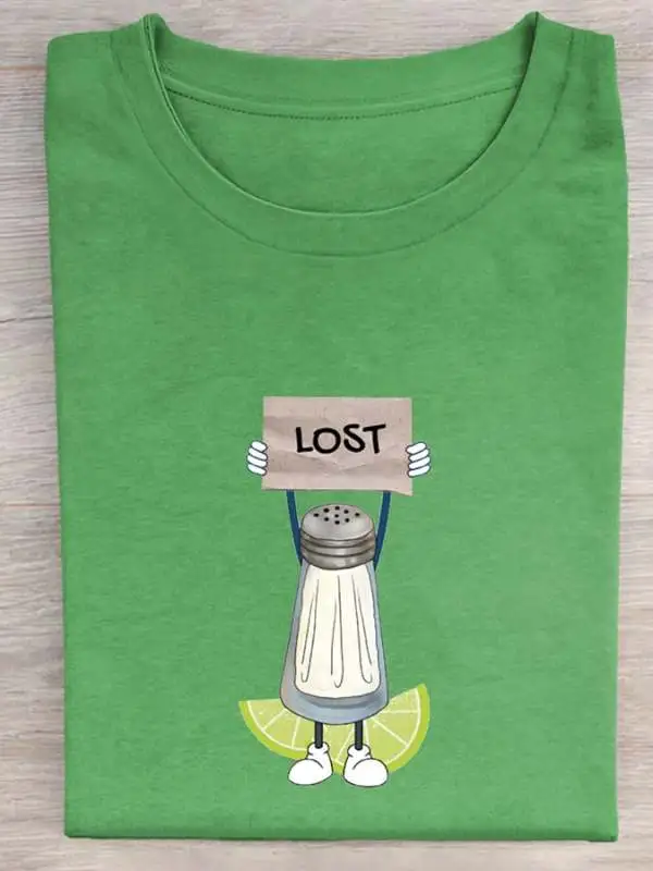 Women's 'Find My Lost Salt Shaker' Jimmy Graphic Crew Neck T-Shirt