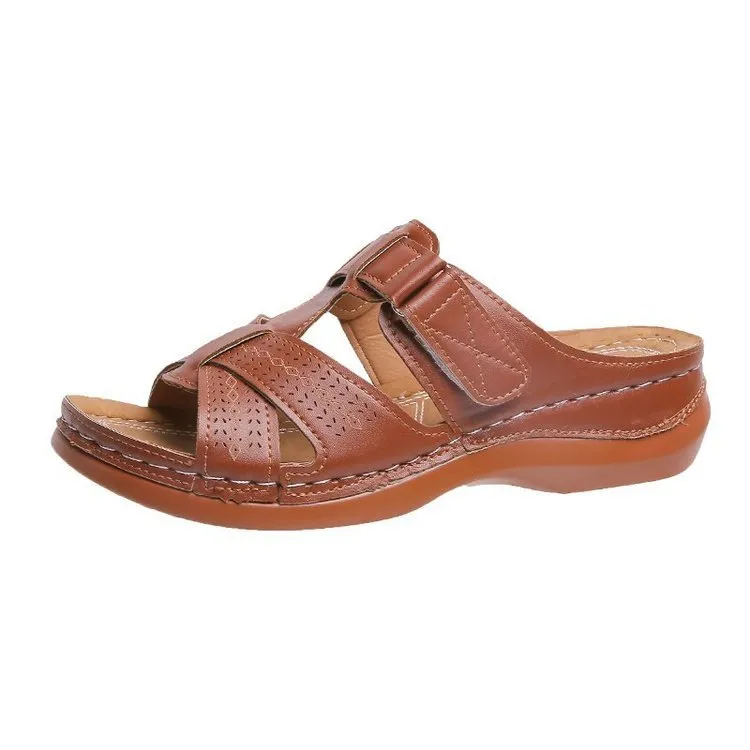 Womens Velcro Slingbacks Flat Heel Sandals