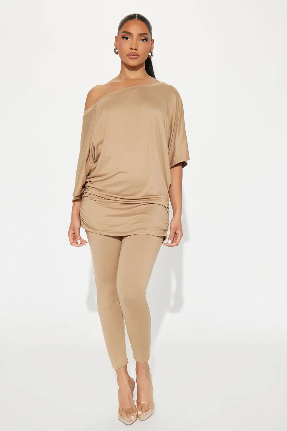 Camila Short Sleeve Legging Set - Taupe