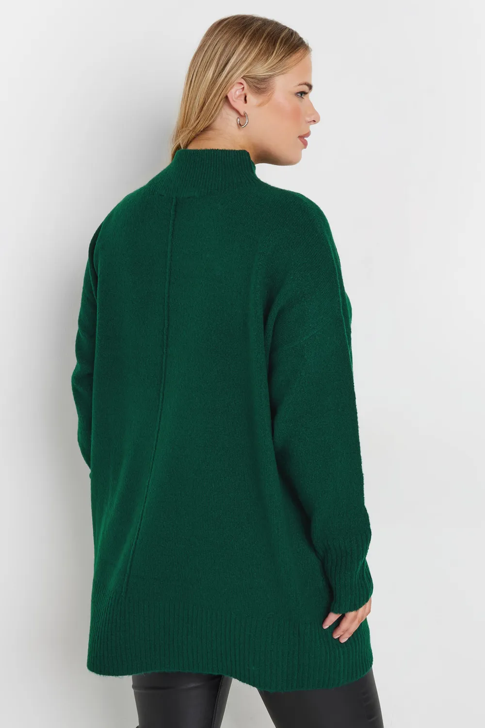 YOURS Curve Green High Neck Seam Detail Jumper