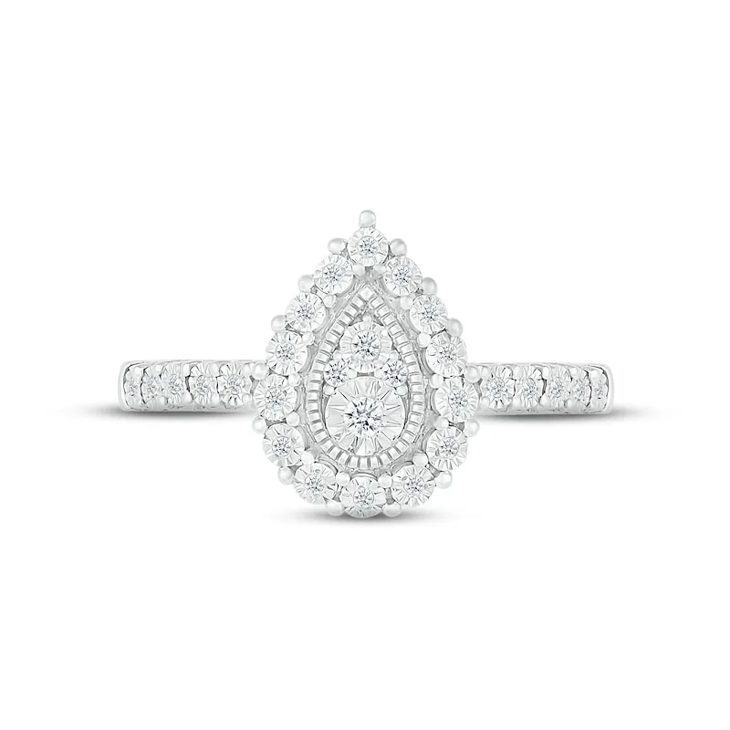 Diamond Pear Halo Promise Ring 1/10 ct tw Round-cut Sterling Silver