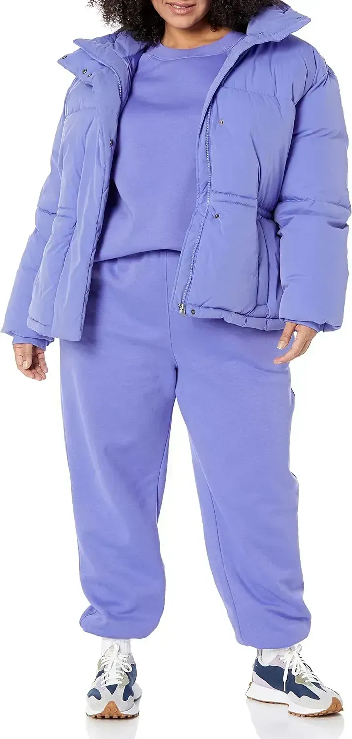 Women's Short Waisted Puffer Jacket (Available in Plus Size)