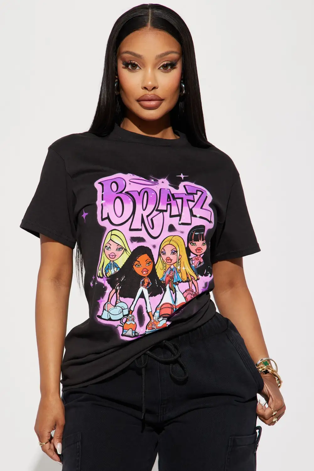 Bratz Pack Art Bruch Graphic Tee - Black