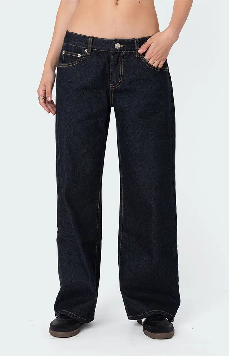 Edikted Petite Raelynn Washed Low Rise Jeans