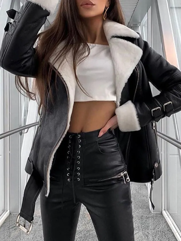 Black Long Sleeve Lapel Jacket