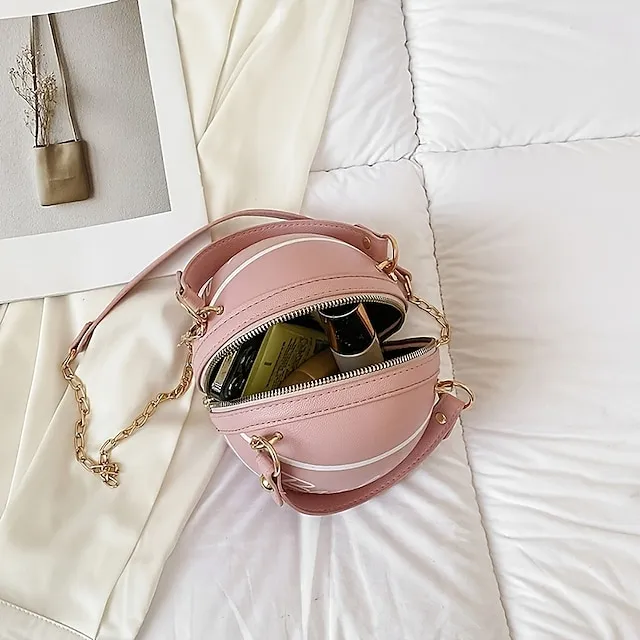 Women's Shoulder Bag PU Leather Party Daily Large Capacity Waterproof Durable White basketball White football Pink basketball