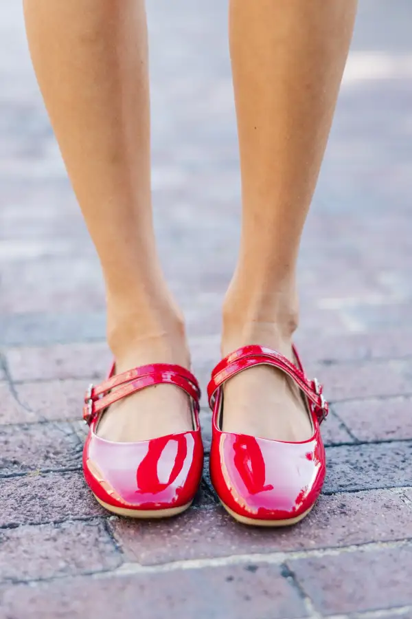 On This Day Red Mary Jane Flats