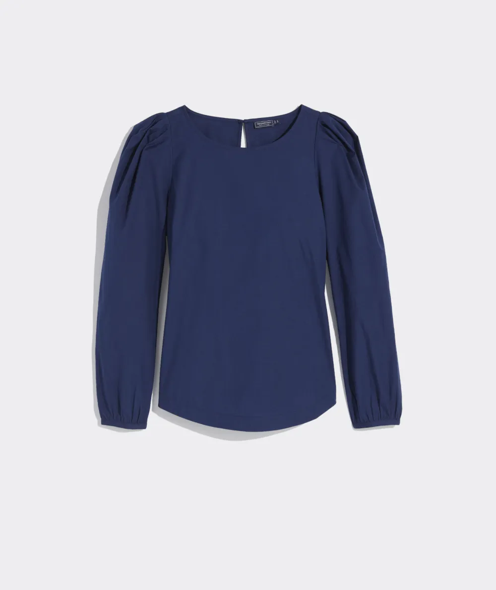 Poplin Puff-Sleeve Top