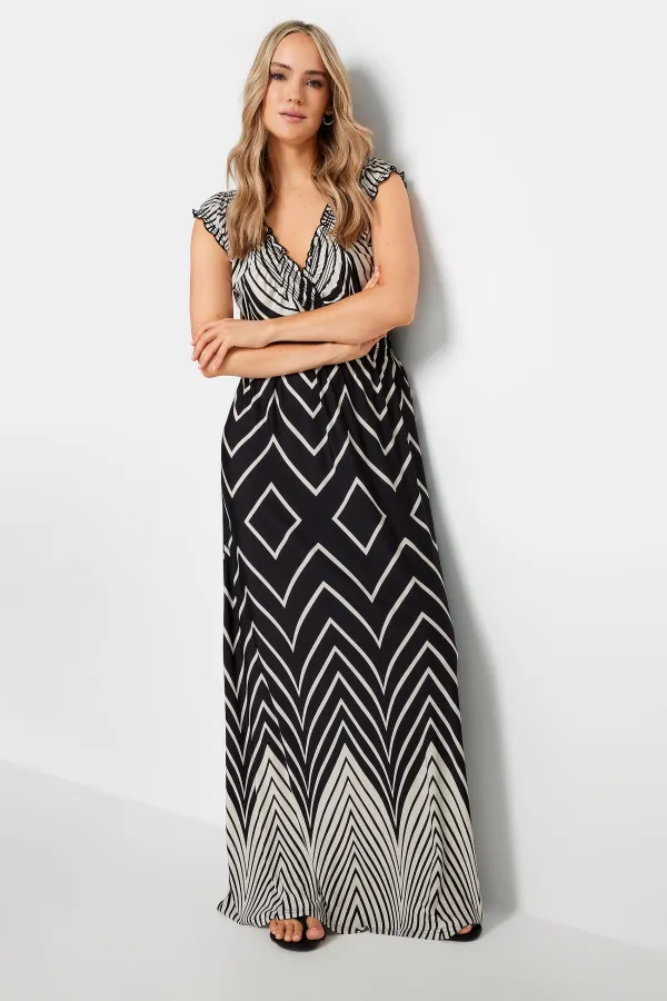 LTS Tall Black Chevron Maxi Dress