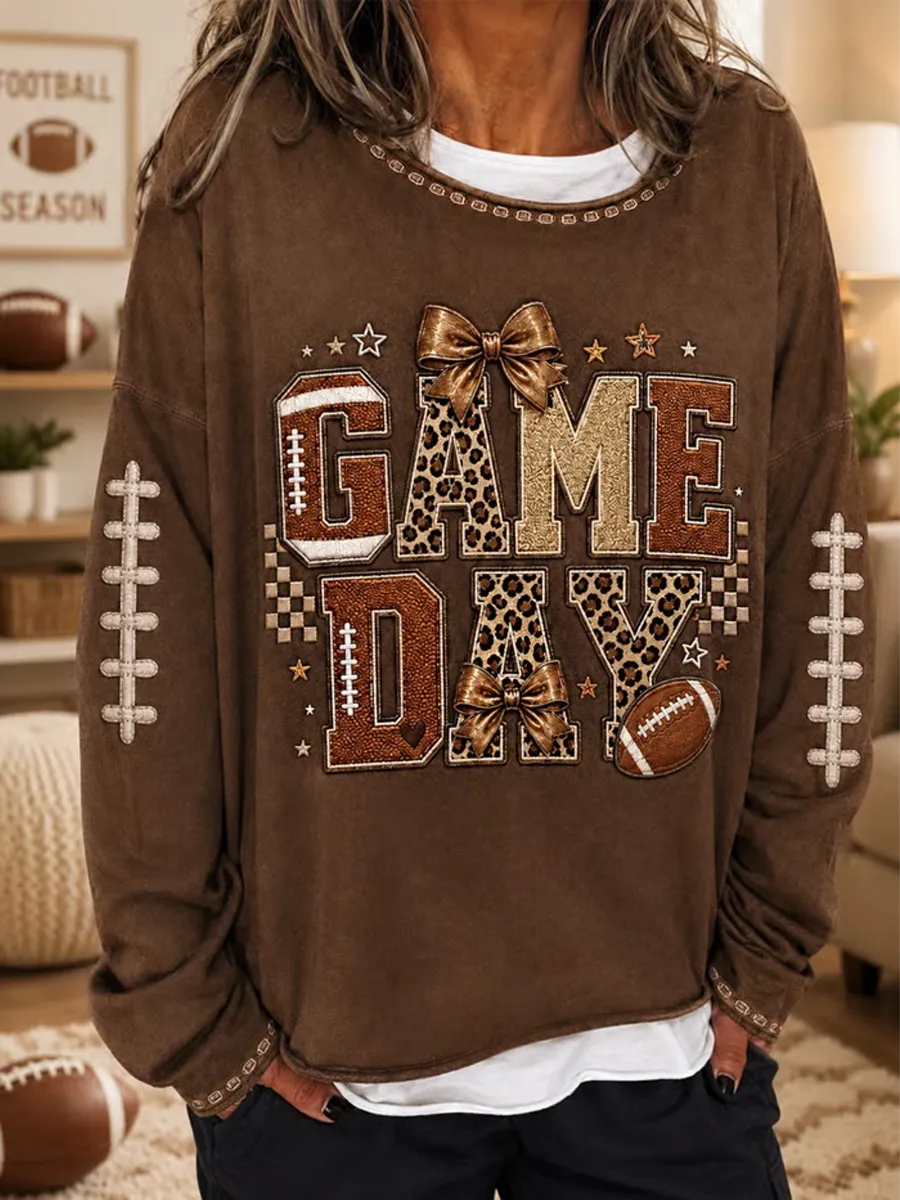 Women's Football Printed Casual Sweatshirt