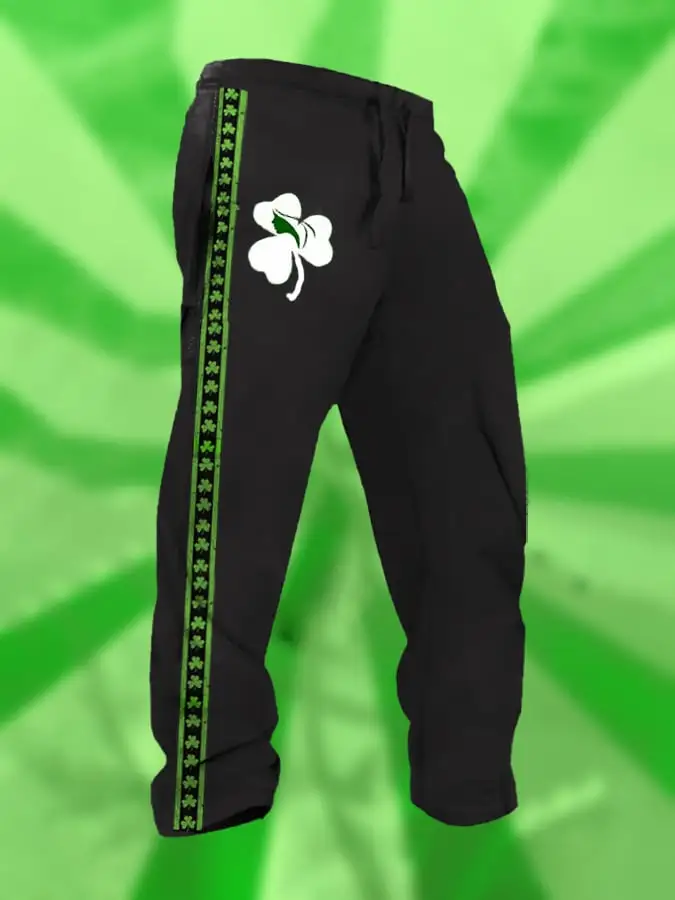 Men's Viking Print Elastic Waist Lace-Up Casual Pants