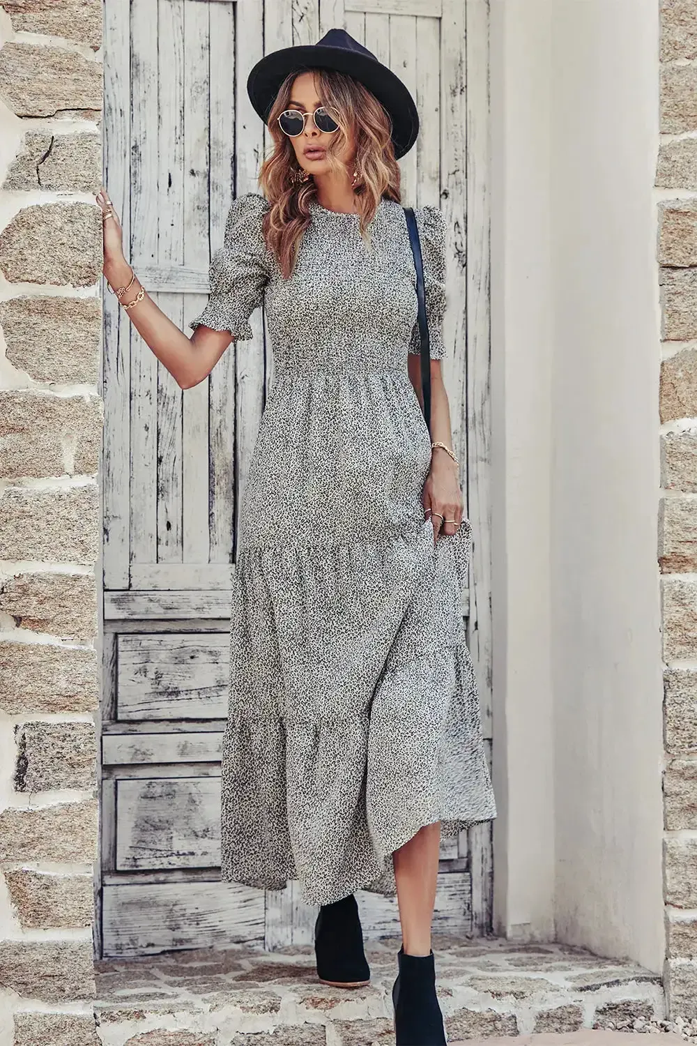 Summer Ruffle Bohemian Tiered Smocked Maxi Dress