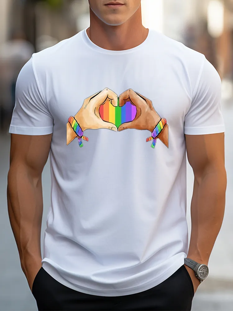 Gay Pride Clothing LGBT Rainbow Flag T Shirt Tee Heart Unity