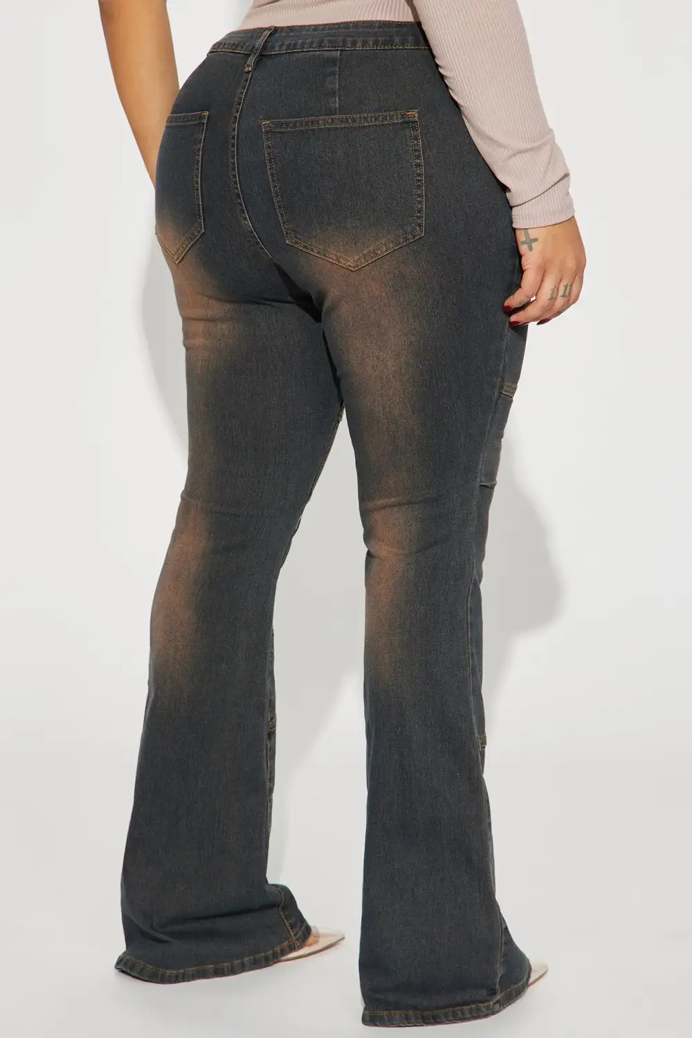 Okay Bestie Tinted Stretch Flare Jeans - Dark Wash