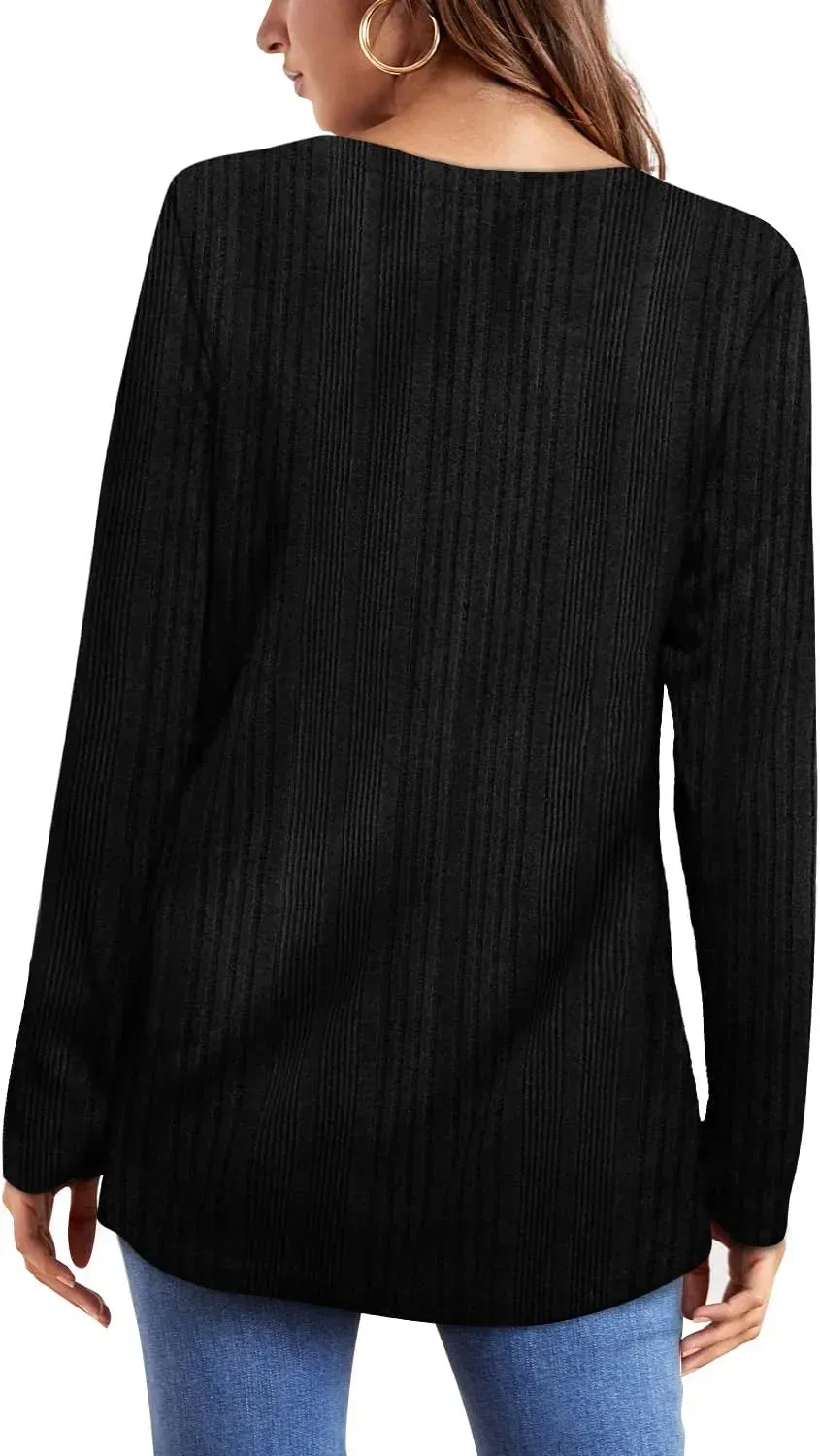 OFEEFAN Long Sleeve Shirts for Women Lightweight Crew Neck Casual Tunic Tops