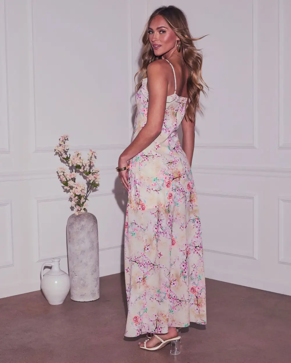 Whimsy Grace Floral Slip Maxi Dress