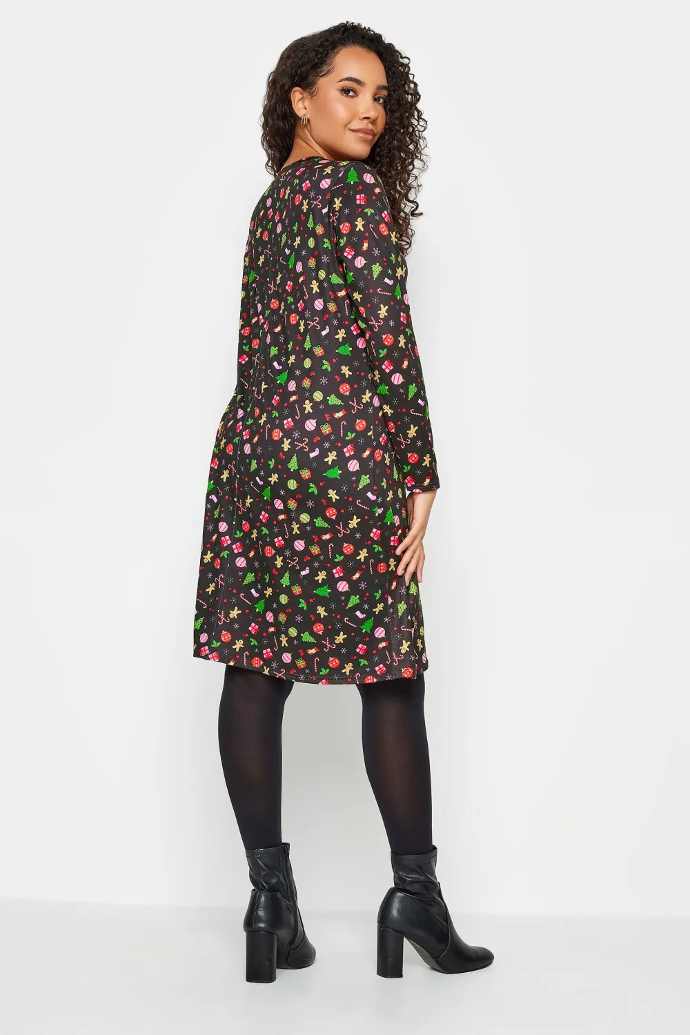 M&Co Black Novelty Printed Christmas Dress