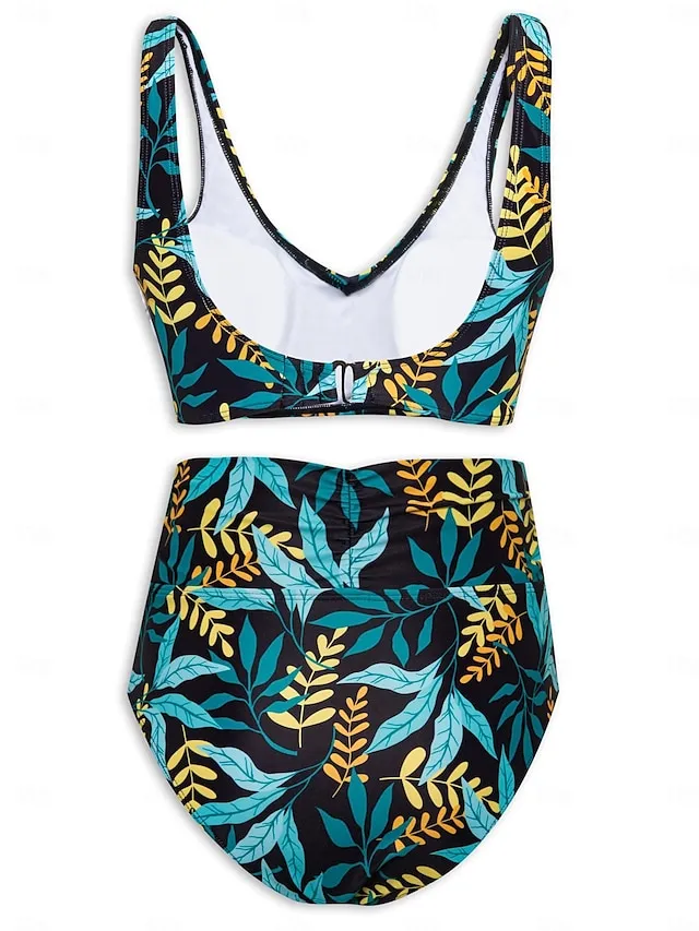 Floral Print Smocked Bikini Swimsuit