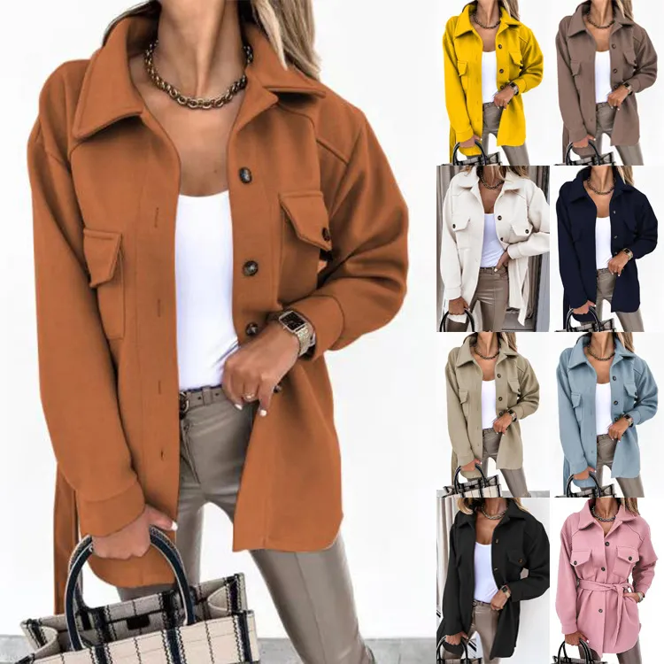 Belted pocket embellished open front jacket