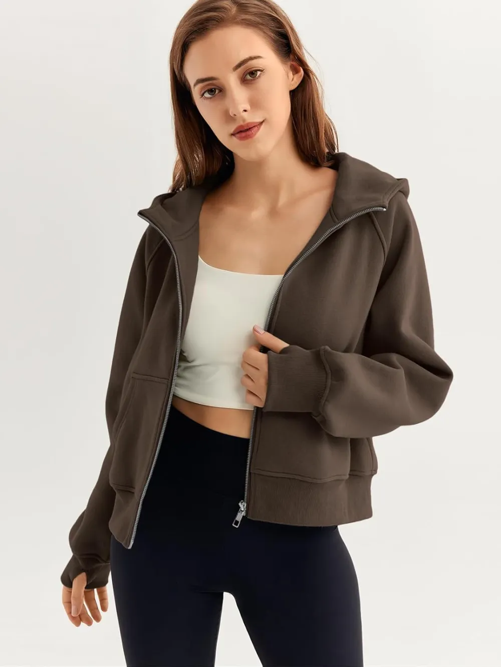 Womens Zip Up Hoodies Fleece Jackets Oversized Sweatshirts Fall Fashion Outfits 2024 Sweaters Winter Clothes