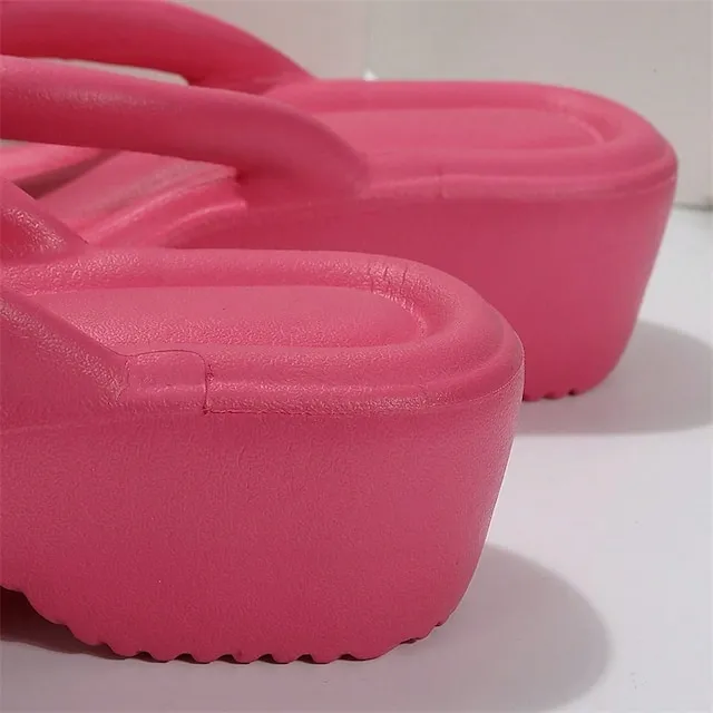 Women's Sandals Slippers Flip-Flops Wedge Heels Flip-Flops Outdoor Slippers Outdoor Beach Summer Flat Heel Elegant Casual Minimalism EVA Loafer Solid Color Black White Fuchsia