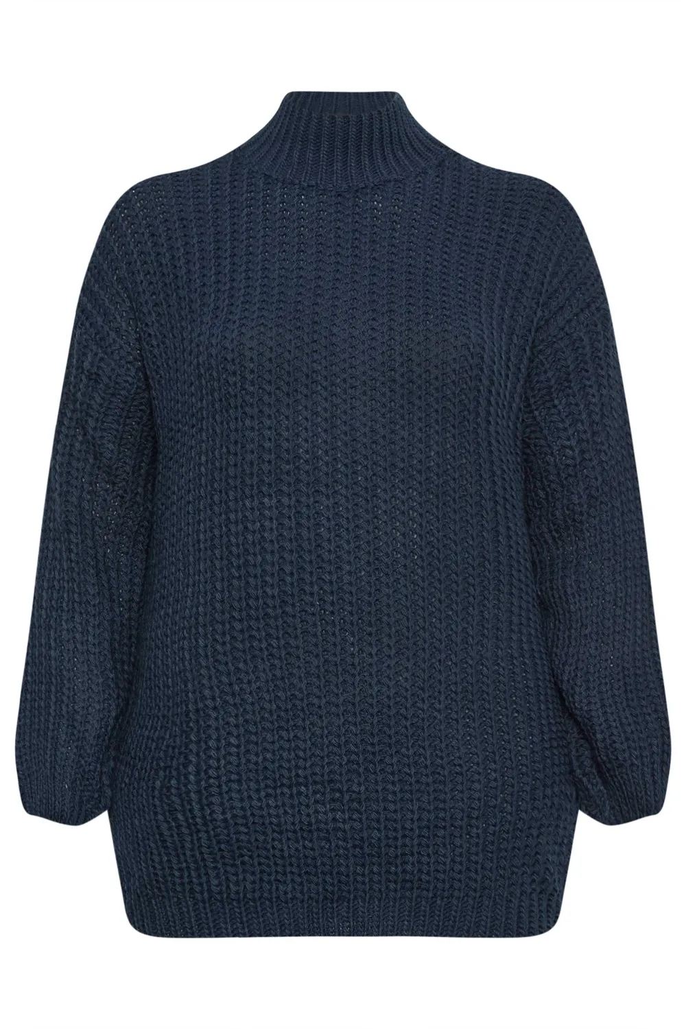 YOURS Curve Navy Blue Funnel Neck Oversized Knitted Jumper