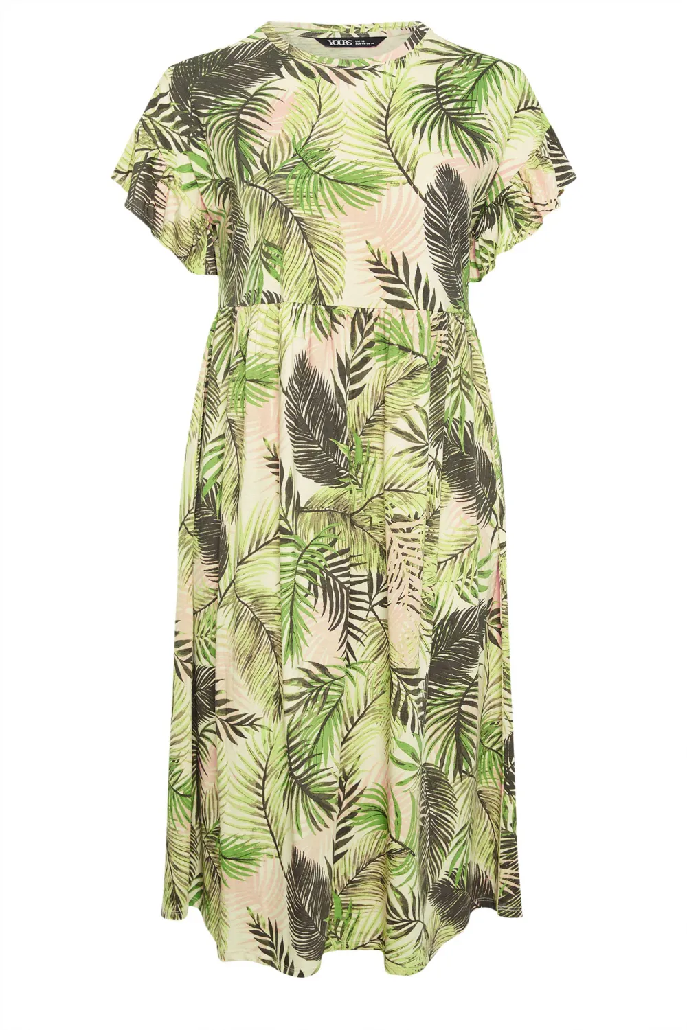 YOURS Curve Green Tropical Print Pure Cotton Midaxi Dress