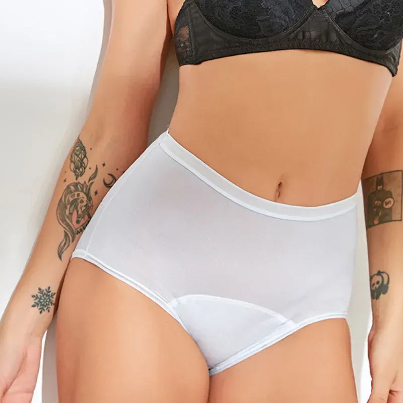 High Waist Leak Proof Ice Silk Panties Plus Size L-6XL