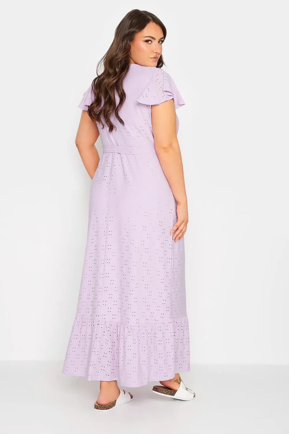 YOURS Curve Lilac Purple Broderie Anglaise Maxi Dress