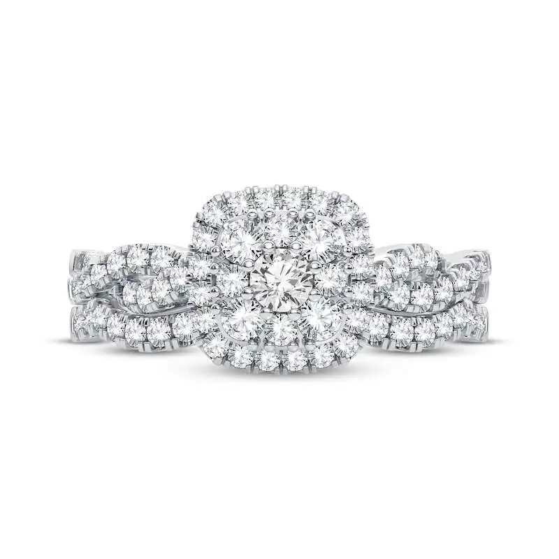 Multi-Diamond Center Bridal Set 1/2 ct tw Round-cut 10K White Gold