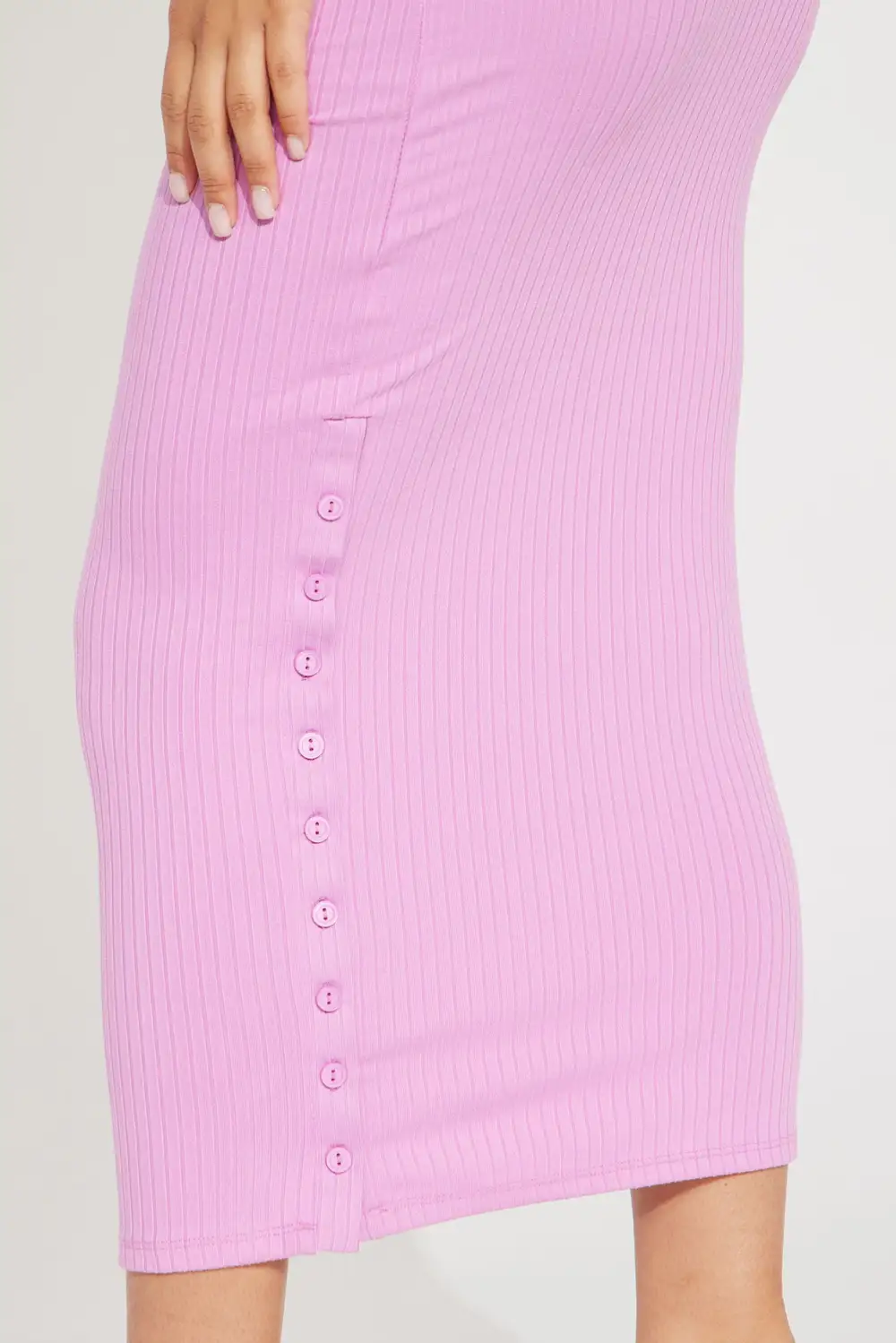 Melanie Ribbed Midi Dress - Pink