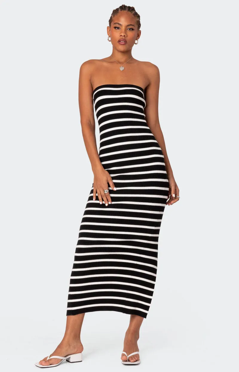 Edikted Knit Back Slitted Maxi Dress